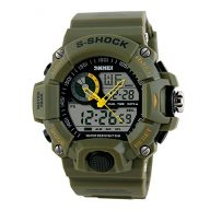 SKMEI Waterproof Digital Analog Sports Watch Hybrid Watch Rubber Band Quartz Dial Wristwatch (Yellow)