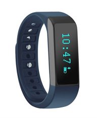 FenYi Bluetooth Wristband Wireless Pedometer Tracker Sports Bracelet OLED Display Smart Band Waterproof Wrist Watch For Android And IOS (blue)