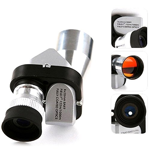 Mini Monocular Telescope,8×20 Pocket Silver Metal Monocular Telescope Eyepiece for Scientific bird-watching wilderness expedition travel outdoor sports equipment watch live game