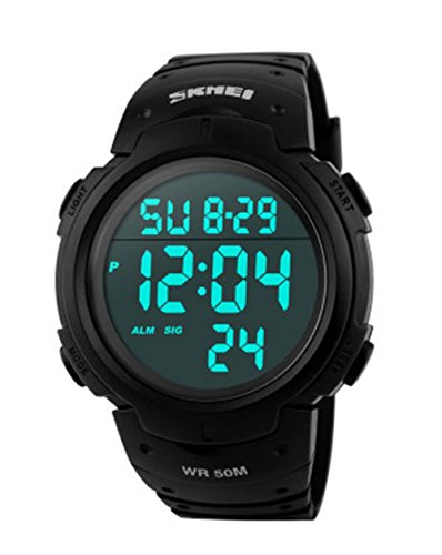 Shangdongpu Military Digital Simple Design Electronic LED Display Water Resistant Black Sport Watch
