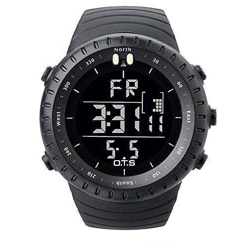 O.T.S Men’s Outdoor Waterproof LED Digital Sports Watches Black