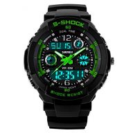 Men’s Military S Shock Dual Dial Analog Quartz LED Electronic Digital Sport Watch Waterproof Green