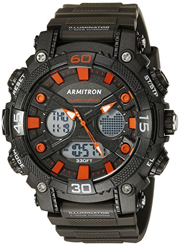 Armitron Sport Men’s 20/5108ORG Orange Accented Analog-Digital Chronograph Black Resin Strap Watch