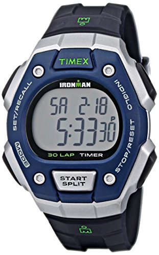 Timex Men’s T5K8239J Ironman Classic Silver-Tone Digital Resin Watch with Black Resin Band