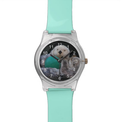 Playful Sea Otters Photo Wristwatch