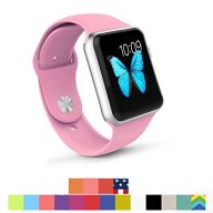 Apple Watch Band – WantsMall Soft Silicone Sport Style Replacement iWatch Strap for 38mm Apple Watch Models(pink)