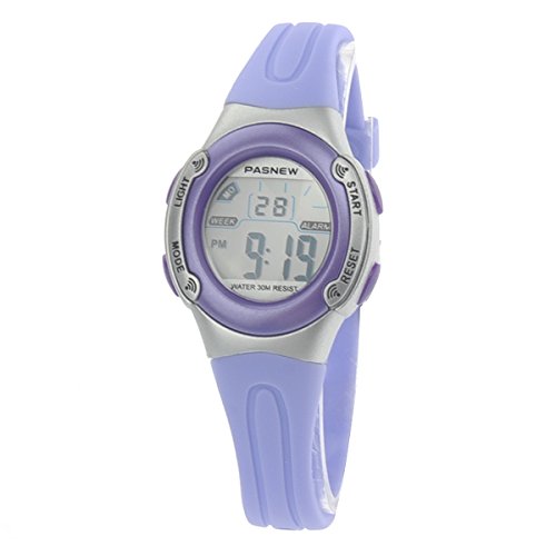 Foxnovo PASNEW PSE-226 Waterproof LED Digital Sports Watch with Date Alarm Stopwatch for Children Boys Girls (Light Purple)