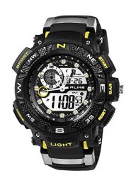 ECOOPRO Sport Men’s AK1389Y Digital-Analog Watch Versatile Black Rubber Strap Waterproof