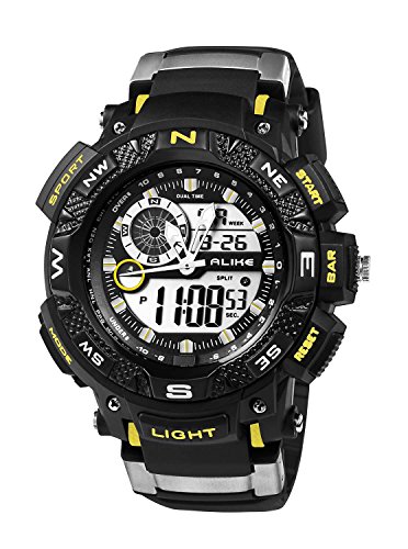 ECOOPRO Sport Men’s AK1389Y Digital-Analog Watch Versatile Black Rubber Strap Waterproof