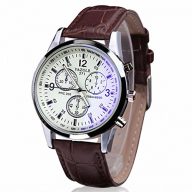 ABC® Men’s Luxury Fashion Faux Leather Mens Blue Ray Glass Quartz Analog Watches