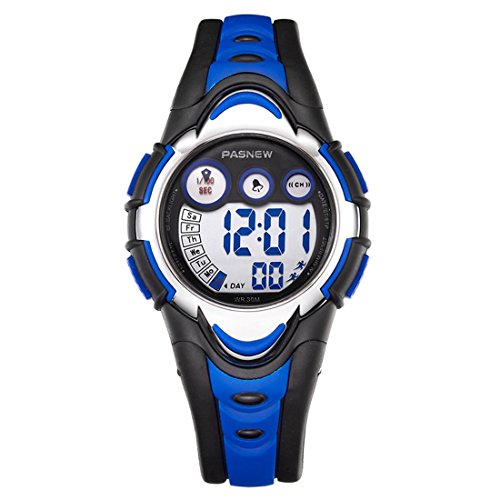 AZLAND Waterproof Swimming Led Digital Sports Watches for Children Kids Girls Boys,Rubber strap,Blue