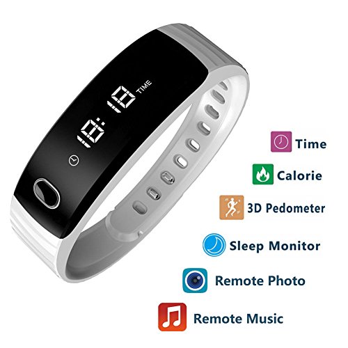 Smart band, Step Tracker, Pedometer Smart Bracelet Fitness Activity Tracker/ Sleep Monitor,Calories Track Sweatproof Bluetooth Health Fitness Band for iPhone & Android phones White