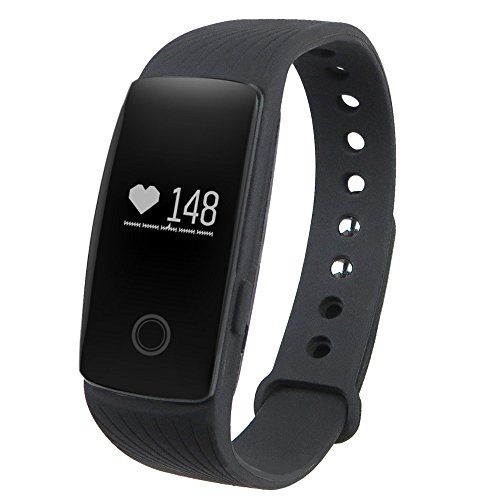 GearBest Sports Smart Bracelet with Heart Rate Monitor Remote Camera Water-resistant (Black)