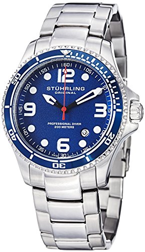 Stuhrling Original Watches Mens “Specialty Grand Regatta” Stainless Steel Professional Swiss Quartz Dive Watch