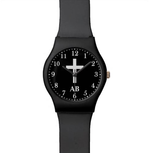 Christian White Cross Personalized Watch