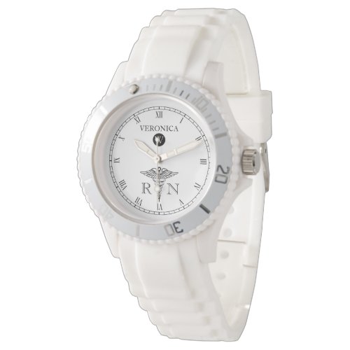 Elegant Monogram Black|White Face Nurse Watch