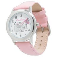 Elephant Gingham Flower Girl Wrist Watch