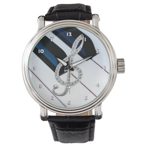 Piano musical symbol wristwatches
