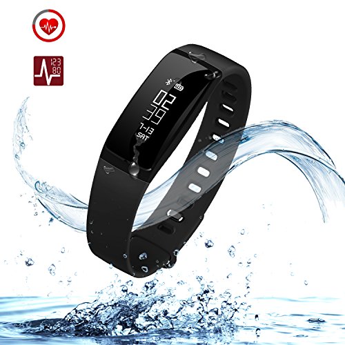 URBST Fitness Tracker,Wireless Smart Activity Trackers Wristband Blood Pressure Heart Rate Monitor Sport Bracelet Pedometer Watch-BLACK
