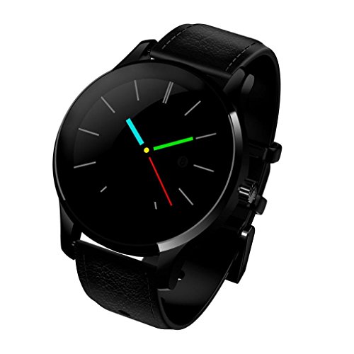 Sinma 1.2 inch Bluetooth Waterproof Smart Watch Black Leather Pedometer Heart Rate Detection Wristwatch