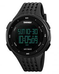 Men’s Sports Watch Military 50M Waterproof Digital LED Large Face Wrist Watch with Black Silicone Strap Simple Army Watch