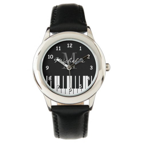 Grand piano keys kids watch with custom monogram