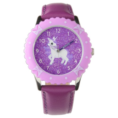 Pretty Purple Fantasy Unicorn and Glitter Pattern Watches
