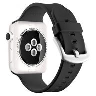 Apple Watch Sport Band 42mm, UMTELE Soft Silicone Replacement Band Sport Strap with Ventilation Holes for Apple Watch Series 2, Series 1, Sport, Edition, Black