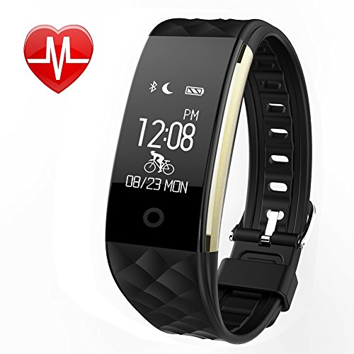 Fitness Tracker, MJFOX Heart Rate Monitor Smart Bracelet Wireless Bluetooth IP67 Waterproof Band Wristband Watch with Health Sleep Activity Tracker Pedometer for iPhone Samsung iOS Android Phone-BLK