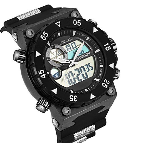 SPOTALEN Men’s Sports Watch, Military Digital Analog Multi-functional Watch with LED Backlight