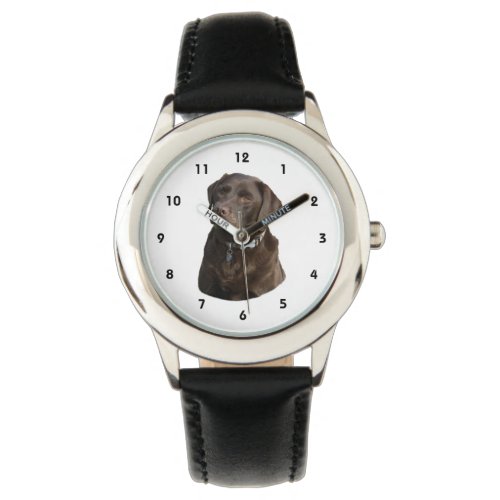 Chocolate Labrador photo portrait Wrist Watches