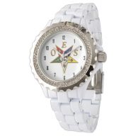 OES Custom Women's Rhinestone White Enamel Wrist Watch