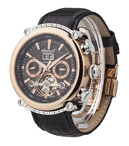 Ingersoll Men’s IN6909RBK “Las Vegas” Stainless Steel Watch with Black Leather Band