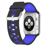 UMTELE 42mm Soft Silicone Replacement Band Sport Strap with Ventilation Holes for Apple Watch Nike+, Series 2, Series 1, Sport, Edition, M/L Size Black Blue