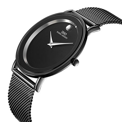 AFFUTE Luxury Men’s Watches Minimalistic Slim Design Quartz Analog Wrist Watch with Black Mesh Strap