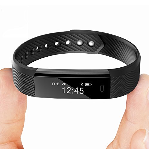 Fitness Trackers TopBest Bluetooth Call Remind Remote Self-Timer Slim Smart Bracelet Calorie Counter Wireless Pedometer Band Sport Sleep Monitor Activity Tracker For Android iOS Phone (Black)