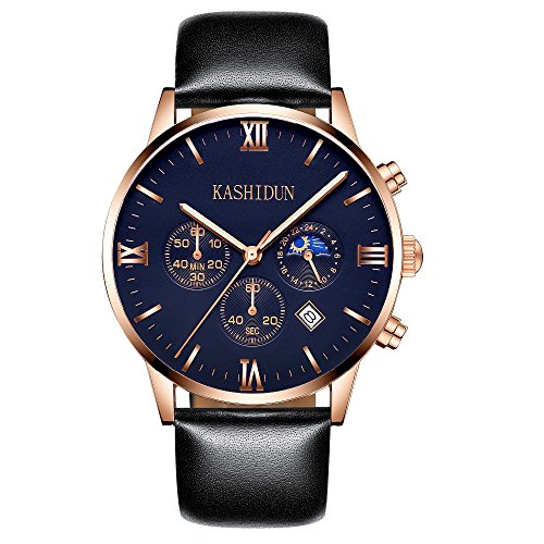 KASHIDUN Men’s Wrist Waterproof Watches Casual Quartz Analog Luxury Top Brand Men Watch-Black.ZH-JHP