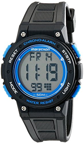 Marathon by Timex Unisex TW5K84800 Digital Mid-Size Black/Blue Resin Strap Watch