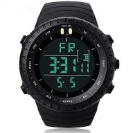 Men’s Boy’s Military Shock Resistant LED Digital Multifunctional Sport Watch 30M Waterproof Casual Fashion Luxury Wrist Watch (Black)