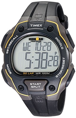 Timex Men’s T5K4949J Ironman Classic 50 Full-Size Black/Yellow Resin Strap Watch
