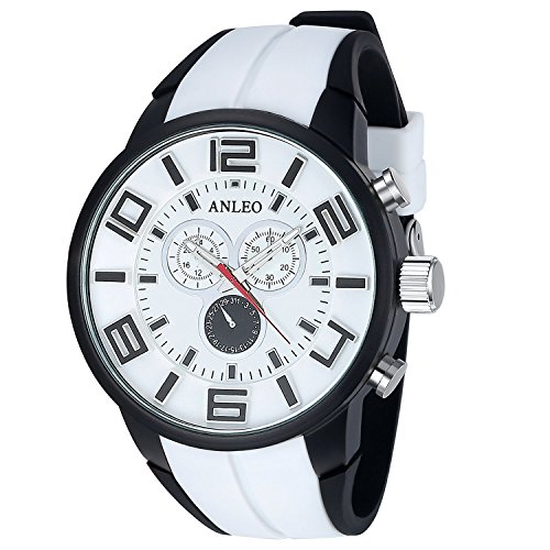 Anleowatch 1PCS White Watch Luxury Men Women Unisex Military Sports Watches Waterproof Quartz Wristwatches