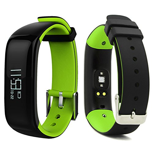 LEMFO P1 Bluetooth Waterproof Fitness Tracker with Heart Rate Monitor and Blood Pressure Sports Smart Wristband Pedometer Smart Bracelet Call Reminder Smart Band For Android iOS (Green)