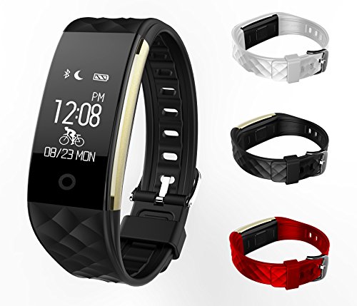 X-CHENG Fitness Tracker – IPX7 Waterproof OLED Touch Screen – And equipped with 3-color Watch Bands, free to change the color – Wireless Activity Trackers Smart Bracelet with Heart Rate Monitors.
