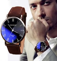 Clearance!Mens Quartz Analog Watches,Canserin Luxury Faux Leather Blue Ray Glass