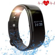 ToHayie Fitness Tracker Bluetooth Fitness Tracker Watch for Apple IOS Android OLED Screen Smartwatch with Sleep Monitoring, Shark Photograph, Heart Rate Monitor Wristband Black