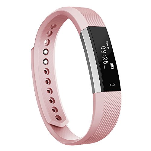 Fitness Tracker, MoreFit Slim Touch Screen Activity Health Tracker Wearable Pedometer Smart Wristband, Silver/Blush