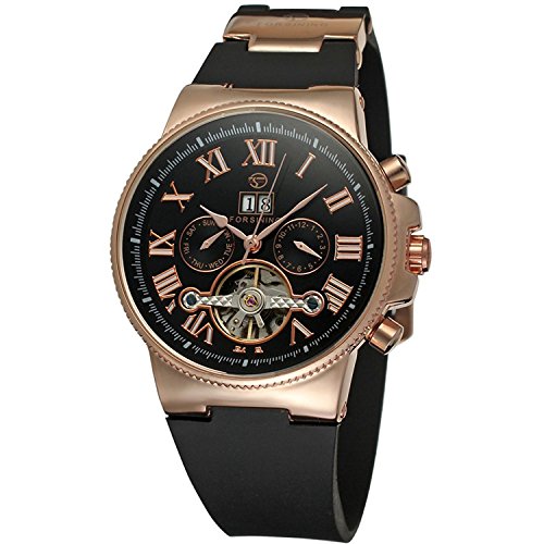 Carrie Hughes Mens Royal Luxury Tourbillon Automatic Watch Mechanical Stainless steel case Black CH2373B