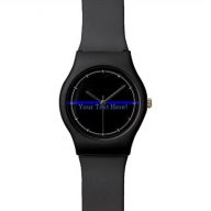 The Symbolic Thin Blue Line Your Text on Black Wrist Watch