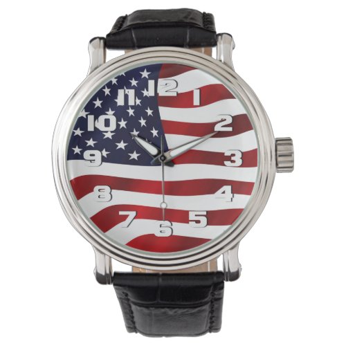 USA Flag Patriotic Wrist Watch