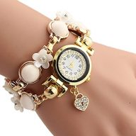 Cokoo Fashion Style Pearl Chain Bracelet Women’s Fashion Wrap Wrist Watch White